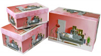 Набор коробок Прямоугольник 3 шт. 22*15*11,5 см. Интерьер розовый  SY3367-1760